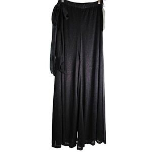 NWT BLU SAGE Women's Wide Leg small black Boho Glitter Casual Dress Pants